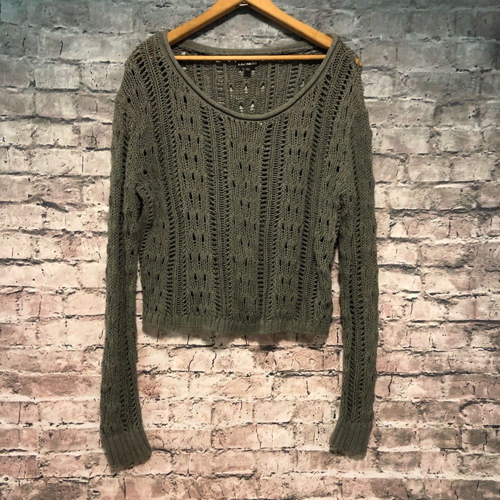 Express Cropped Sweater Gray XS